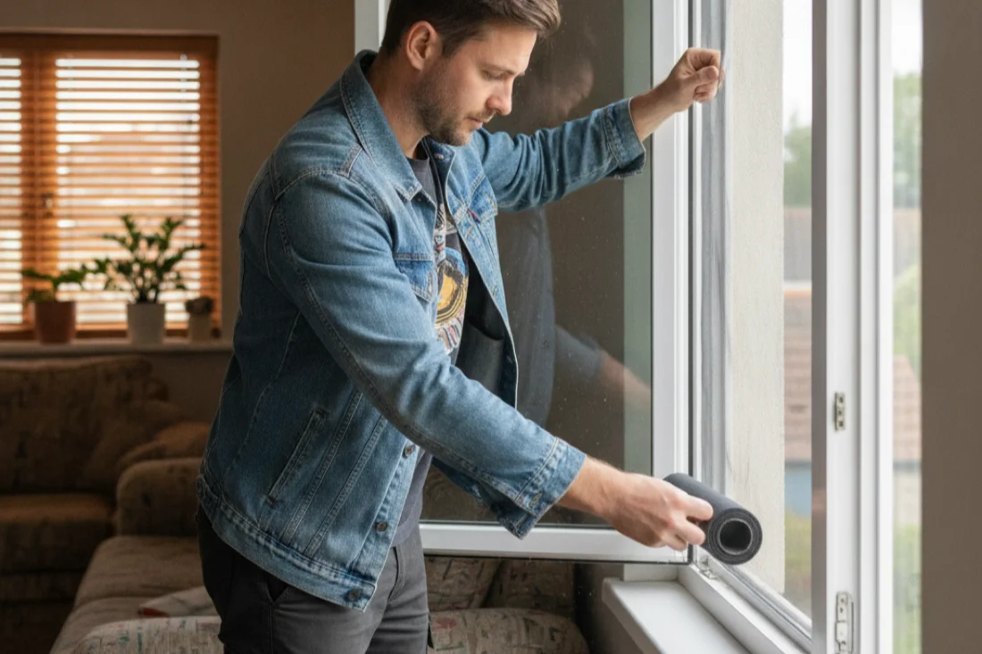 Instalación de una mosquitera a medida en una ventana en Vic